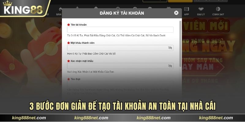 Đăng Ký King88 3 bước đơn giản để tạo tài khoản an toàn tại nhà cái