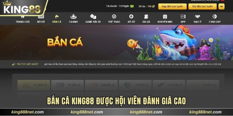 Bắn cá King88 được hội viên đánh giá cao